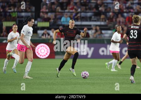 21. Juli 2023; Portland, Oregon, USA; San Diego Wave im Portland Thorns FC bei einem NWSL-Spiel im Providence Park. (Foto: Al Sermeno/KLC fotos) Stockfoto