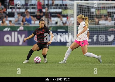 21. Juli 2023; Portland, Oregon, USA; San Diego Wave im Portland Thorns FC bei einem NWSL-Spiel im Providence Park. (Foto: Al Sermeno/KLC fotos) Stockfoto