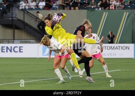 21. Juli 2023; Portland, Oregon, USA; San Diego Wave im Portland Thorns FC bei einem NWSL-Spiel im Providence Park. (Foto: Al Sermeno/KLC fotos) Stockfoto