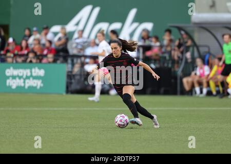 21. Juli 2023; Portland, Oregon, USA; San Diego Wave im Portland Thorns FC bei einem NWSL-Spiel im Providence Park. (Foto: Al Sermeno/KLC fotos) Stockfoto