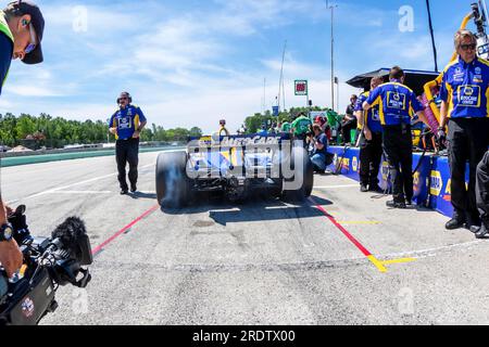 22. Juni 2019, Elkhart Lake, Wisconsin, USA: ALEXANDER ROSSI (27) aus den USA bereitet sich auf die Qualifikation für den Großen Preis der REV Group auf der Straße vor Stockfoto