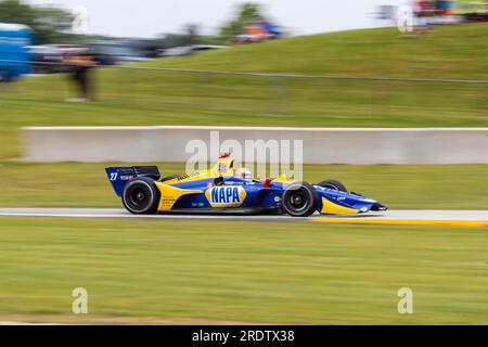 23. Juni 2019, Elkhart Lake, Wisconsin, USA: Die Teams der NTT IndyCar Series begeben sich auf die Rennstrecke, um den Großen Preis der REV Group auf der Road America in zu gewinnen Stockfoto