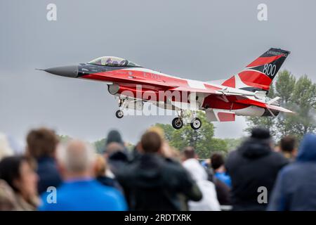 Dänische Luftwaffe - F-16AM Fighting Falcon, Ankunft in RAF Fairford für die Royal International Air Tattoo 2023. Stockfoto