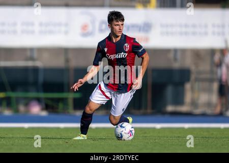 Tommaso Corazza (Bologna) während des italienischen Spiels „Serie A“ zwischen Bologna 2-2 Palermo im Quercia Stadium am 22. Juli 2023 in Rovereto, Italien. Kredit: Maurizio Borsari/AFLO/Alamy Live News Stockfoto