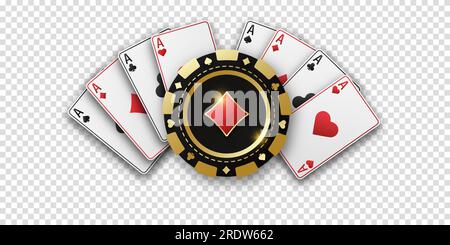 Realistischer Spielchip mit dem Anzug aus Diamanten, Spielmarken. Fans des Kartenspielens, Ass aller Anzüge. Das Konzept des Poker- oder Casino-Spielens. Vec Stock Vektor