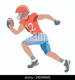 Quarterback läuft und schafft den Durchbruch mit dem Ball. Stock Vektor