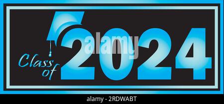 Graduierung 2024 schw. Blaues Gradientenbanner Stock Vektor
