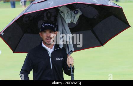 Hoylake, Großbritannien. 23. Juli 2023. American Brian Harman auf dem zehnten Grün am vierten Tag der Open Championship 151. im Royal Liverpool Golf Club in Hoylake, England, am Sonntag, den 23. Juli 2023. Foto: Hugo Philpott/UPI Credit: UPI/Alamy Live News Stockfoto