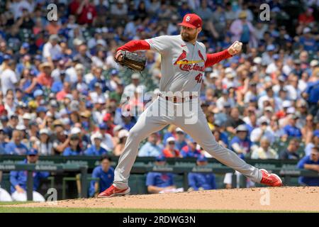 Chicago, Usa. 23. Juli 2023. St. Louis Cardinals, der den Pitcher startet Jordan Montgomery (47) wirft während des ersten Inning am Wrigley Field in Chicago am Sonntag, den 23. Juli 2023 gegen die Chicago Cubs. Foto von Mark Black/UPI Credit: UPI/Alamy Live News Stockfoto