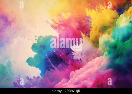 Abstrakter Regenbogenfarbener, wasserfarbener Hintergrund. Stock Vektor