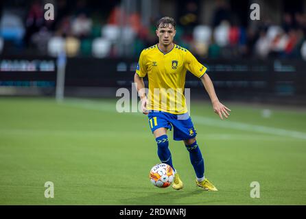 Silkeborg, Dänemark. 23. Juli 2023. Hakon Evjen (11) von Broendby, WENN während des 3F. Superliga-Spiels zwischen Silkeborg IF und Broendby IF im Jysk Park in Silkeborg gesehen. (Foto: Gonzales Photo/Alamy Live News Stockfoto
