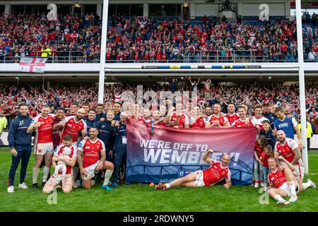 Leeds, Großbritannien. 23. Juli 2023 Halbfinale des Betfred Challenge Cup: Hull KR gegen Wigan Warriors. Kredit Paul Whitehurst/Alamy Live News Stockfoto