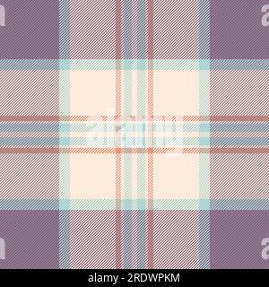 Gemusterter Vektorstoff aus kariertem Textilkaromuster mit nahtloser Schottenhintergrundstruktur in Pastellfarben und hellen Farben. Stock Vektor