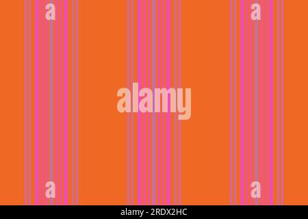 Linien, vertikaler Vektorhintergrund, nahtlos, Textilstreifen, Textilmuster in Orange und Magenta. Stock Vektor