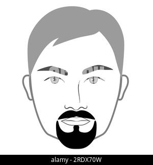 Chevron Ziegenbart Männer im Gesicht Illustration Gesichtsbehaarung Schnurrbart. Vector Grey Black Portrait Male Fashion Template Flat Barber Set. Stilvolle, isolierte Frisur auf weißem Hintergrund. Stock Vektor