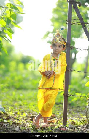 Schickes Kleid Krishna, indischer Lachs krishna Stockfoto