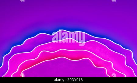 Violett-rosa-rot und blau blinkende volumetrische Objekte farbenfroher Hintergrund – abstrakte 3D-Abbildung Stockfoto