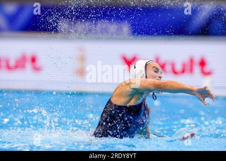 Fukuoka, Japan. 24. Juli 2023. FUKUOKA, JAPAN - 24. JULI: Während der Wasserweltmeisterschaft 2023 Frauen Wasserpolo-Viertelfinale zwischen den USA und Italien am 24. Juli 2023 in Fukuoka, Japan (Foto von Albert Ten Hove/Orange Pictures). Guthaben: Orange Pics BV/Alamy Live News Stockfoto