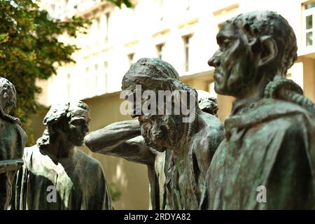 Detail: Skulptur voller Emotionen, der bärtige Eustache de Saint-Pierre und Jean d'Aire, die Bürger von Calais (R) Musée Rodin, Paris, Frankreich Stockfoto