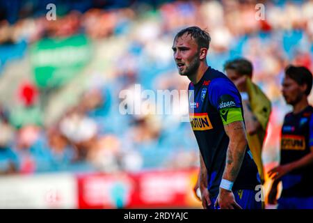 Sandefjord, Norwegen, 23. Juli 2023. Captain Sander Moen Foss von Sandefjord im Kampf zwischen Sandefjord und Bodø/Glimt in der Release Arena in Sandefjord. Kredit: Frode Arnesen/Alamy Live News Stockfoto