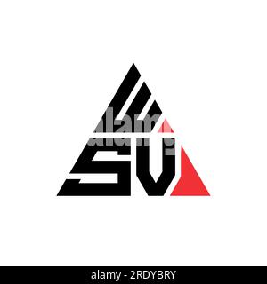 WSV-Logo mit dreieckigem Buchstaben in Dreiecksform. Monogramm mit WSV-Dreieck-Logo. WSV-dreieckige Vektorvorlage mit roter Farbe. WSV Triangul Stock Vektor