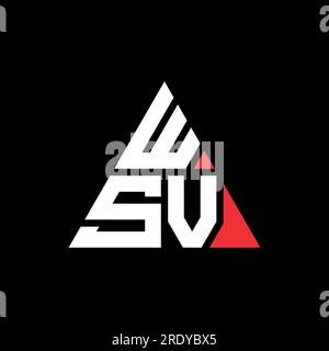 WSV-Logo mit dreieckigem Buchstaben in Dreiecksform. Monogramm mit WSV-Dreieck-Logo. WSV-dreieckige Vektorvorlage mit roter Farbe. WSV Triangul Stock Vektor