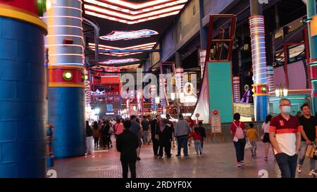 Genting Highlands, Pahang Malaysia, 24. Juli 23 - Selektive Fokussierung innerhalb der First World Plaza auf Genting Highlands. Es ist ein Einkaufszentrum, das Stockfoto