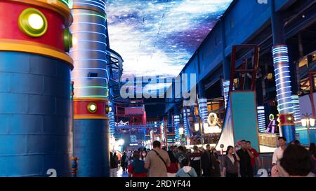 Genting Highlands, Pahang Malaysia, 24. Juli 23 - Selektive Fokussierung innerhalb der First World Plaza auf Genting Highlands. Es ist ein Einkaufszentrum, das Stockfoto