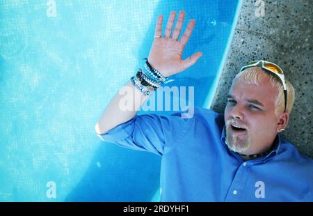 DJ Ötzi, bürgerlich Gerhard Gerry Friedle, im Urlaub im sonnigen Süden, 2000. Stockfoto