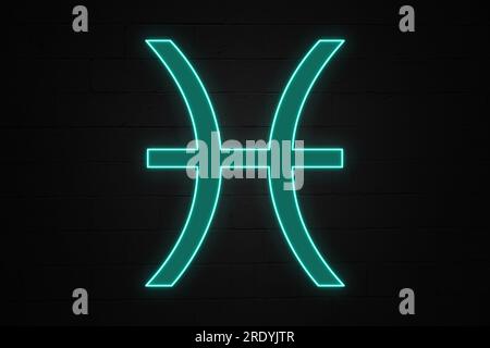 Neonlicht in Form des Zodiakzeichens Pisces. Stockfoto