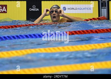 Fukuoka, Japan. 24. Juli 2023. Die World Aquatics Championships in Fukuoka, Japan, am Montag, den 24. Juli 2023. BELGA FOTO NIKOLA KRSTIC Credit: Belga News Agency/Alamy Live News Stockfoto