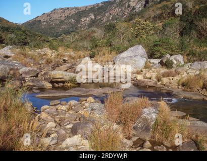 Die vom Mzimkulwana River geschnittene Oribi Gorge ist ein Canyon in der südlichen Provinz KwaZulu-Natal, Südafrika, etwa 120 km südlich von Durban. Stockfoto