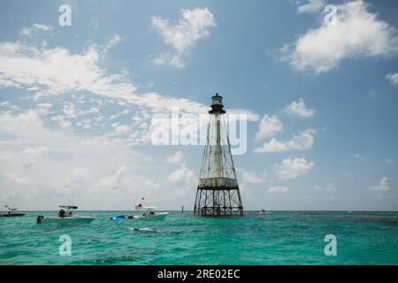 Alligator Reed Lighthouse an einem sonnigen Tag auf den Florida Keys Stockfoto