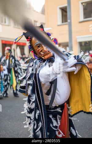 Schwäbisch-Alemannische Fastnacht-Rottweiler Narrensprung-Masken Stockfoto