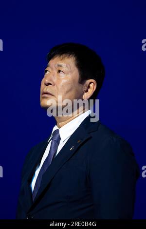 Milano, Salerno, Italien. 22. Juli 2023. Morinari Watanabe, Präsident des Internationalen Sportverbands, während der FIG-Weltmeisterschaft für rhythmische Gymnastik am 21./23. Juli 2023 2023 im Mediolanum Forum Assago in Mailand, Italien (Kreditbild: © Francesco Luciano/ZUMA Press Wire), NUR REDAKTIONELLE VERWENDUNG! Nicht für den kommerziellen GEBRAUCH! Stockfoto