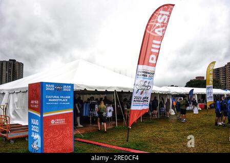 Halifax, NS, Kanada - Juli 19 2023: Der Cultural Village Marketplace der North American Indigenous Games findet dieses Jahr auf dem Halifax Common statt Stockfoto