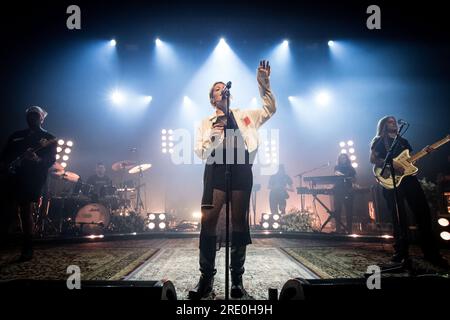 Kopenhagen, Dänemark. 18., Juni 2023. Die amerikanische Sängerin, Songwriterin und Musikerin Maggie Rogers führt ein Live-Konzert im VEGA in Kopenhagen auf. (Foto: Gonzales Photo - Thomas Rasmussen Stockfoto