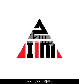 ZIM-Logo mit Dreiecksbuchstaben und Dreiecksform. Monogramm mit ZIM-Dreieck-Logo. ZIM-Dreieck-Vektor-Logo-Vorlage mit roter Farbe. ZIM triangul Stock Vektor