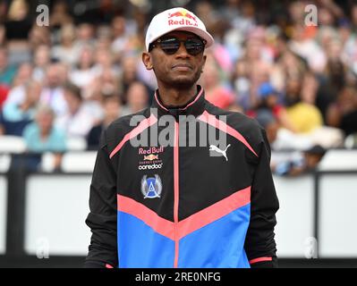 London, England. 23. Juli 2023. Mutaz Essa Barshim von Katar während des Männer-High-Jump bei der London Diamond League. Kredit: Nigel Bramley/Alamy Live News Stockfoto