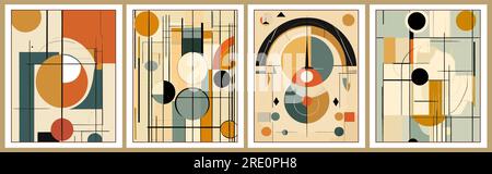 Bauhaus Retro-Poster-Set Vektorwand-Art. Stock Vektor