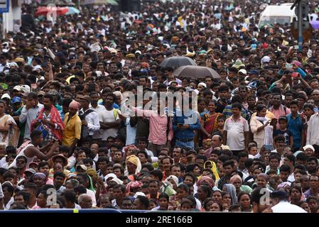 Cancun, Mexiko. 21. Juli 2023. 21. Juli 2023, Kolkata, Indien: Anhänger der Trinamool Congress (TMC)-Partei nehmen an einer Kundgebung Teil, die an die Chefminister Westbengals und die Partei Supremo Mamata Banerjee anlässlich des jährlichen Märtyrertages gerichtet ist. Am 21. Juli 2023. (Foto: Dipa Chakraborty/Eyepix Group/Sipa USA) Guthaben: SIPA USA/Alamy Live News Stockfoto