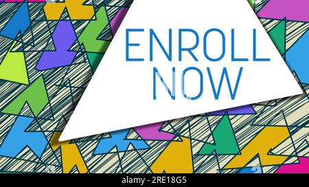 Jetzt Registrieren Dreiecke Skizzieren Textur Farbiger Horizontaler Text Stockfoto