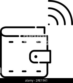 Intelligente Geldbörse. Kontaktlose Zahlung. Pixelgenaue, bearbeitbare Kontur Stock Vektor
