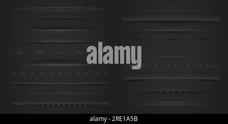 Schwarze Trennwände. Moderne Webrahmen für Zahlen- und Textelemente, modernes Webseitenlayout, Bannerrahmen. Vektorsatz Stock Vektor