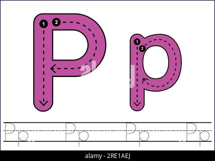 Nachverfolgung von Buchstaben aus A-z, handgezeichnete Nachweisblätter für Kinder Pencontrol und Handschriftpraxis Stock Vektor