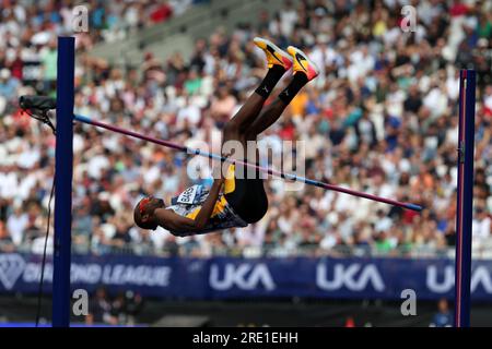 Mutaz Essa BARSHIM (Katar) tritt beim High-Jump-Finale der Männer bei der IAAF Diamond League 2023, Queen Elizabeth Olympic Park, Stratford, London, Großbritannien, an. Stockfoto