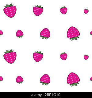 DAS NAHTLOSE ERDBEERMUSTER EIGNET SICH FÜR KINDERBEKLEIDUNG UND TEXTILIEN SOWIE ZUM EINWICKELN VON GLÄTTERVEKTOREN Stock Vektor