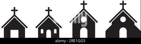 Die Silhouette der Kirche ist in Schwarz und Weiß gehalten Stock Vektor