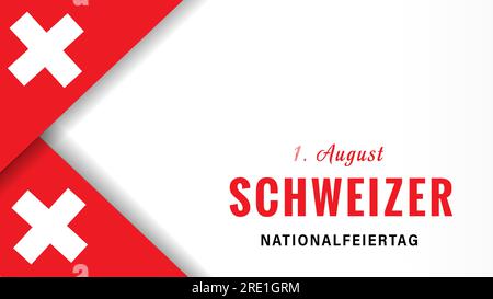 1. August, Schweizer Nationalfeiertag-Banner mit Flaggen. Übersetzung aus Deutsch - 1. August, Schweizer Nationalfeiertag. Vektordarstellung Stock Vektor