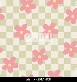 HANDGEZOGENES NAHTLOSES MUSTER IM RETRO-BLUMENDESIGN FÜR TÜCHER UND TEXTILIEN, KANN IN ALLEN KINDERBEKLEIDUNG-DESIGNS VERWENDET WERDEN VECTOR Stock Vektor